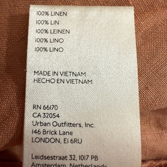 Pilcro Anthropologie Women’s S Coral LINEN Boxy Short Sleeve V Neck Top Blouse - Picture 8 of 8